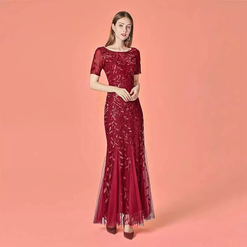 "Ella Élégance" - Robe Longue de Soirée évasée et ornée de Sequins