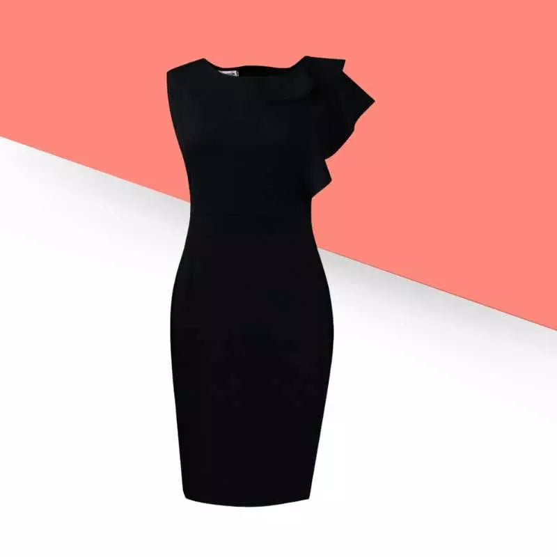 “Diva Shine” : Robe Chic et Contemporaine mi longue et col à volants