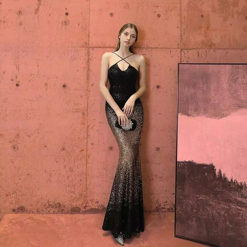 “Twilight” - Robe Longue croisée devant et Silhouette Fishtail