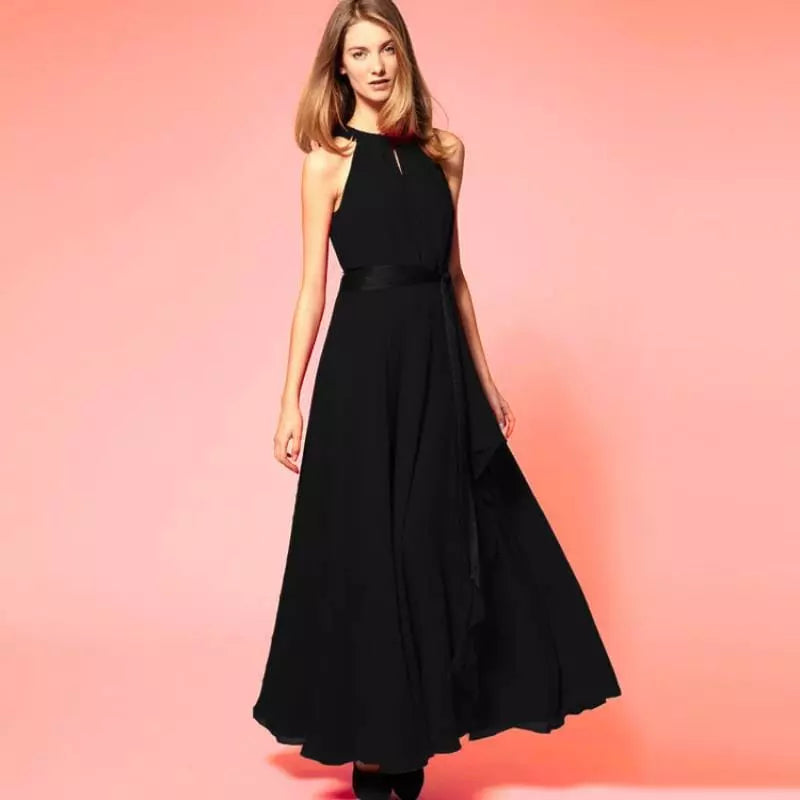 "Lara" -  Robe Longue en Mousseline Fluide
