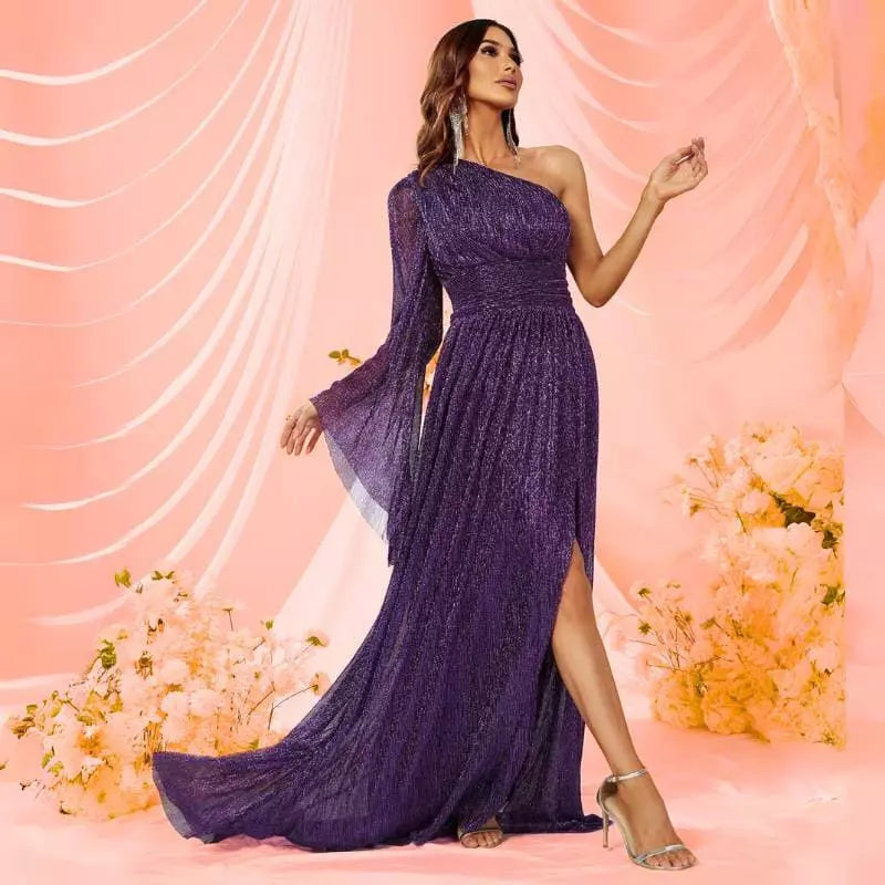 "Charlize" - Robe Longue asymétrique en mousseline