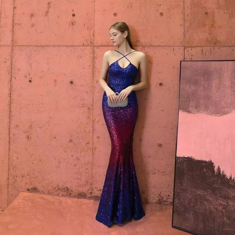 “Twilight” - Robe Longue croisée devant et Silhouette Fishtail