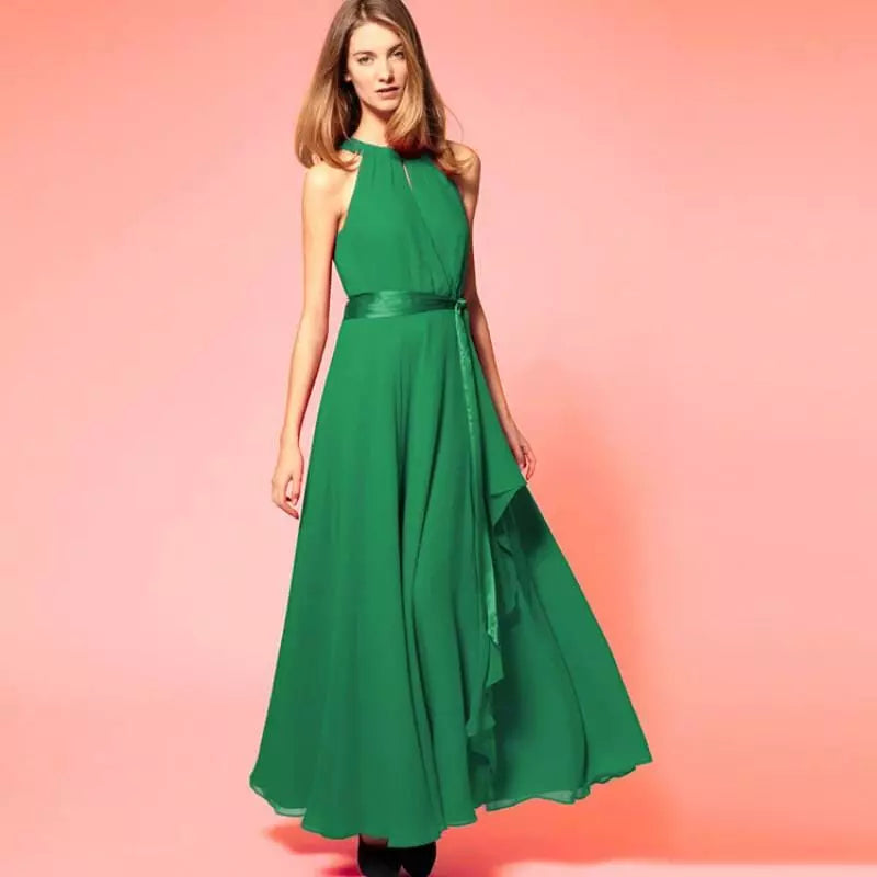 "Lara" -  Robe Longue en Mousseline Fluide