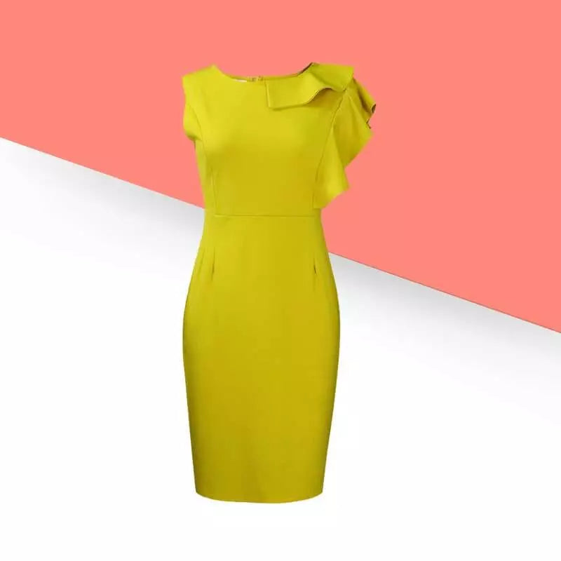 “Diva Shine” : Robe Chic et Contemporaine mi longue et col à volants
