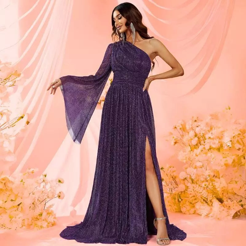 "Charlize" - Robe Longue asymétrique en mousseline