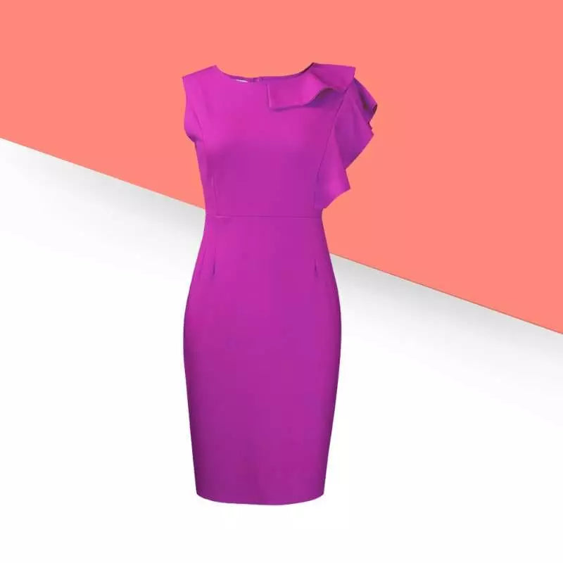 “Diva Shine” : Robe Chic et Contemporaine mi longue et col à volants