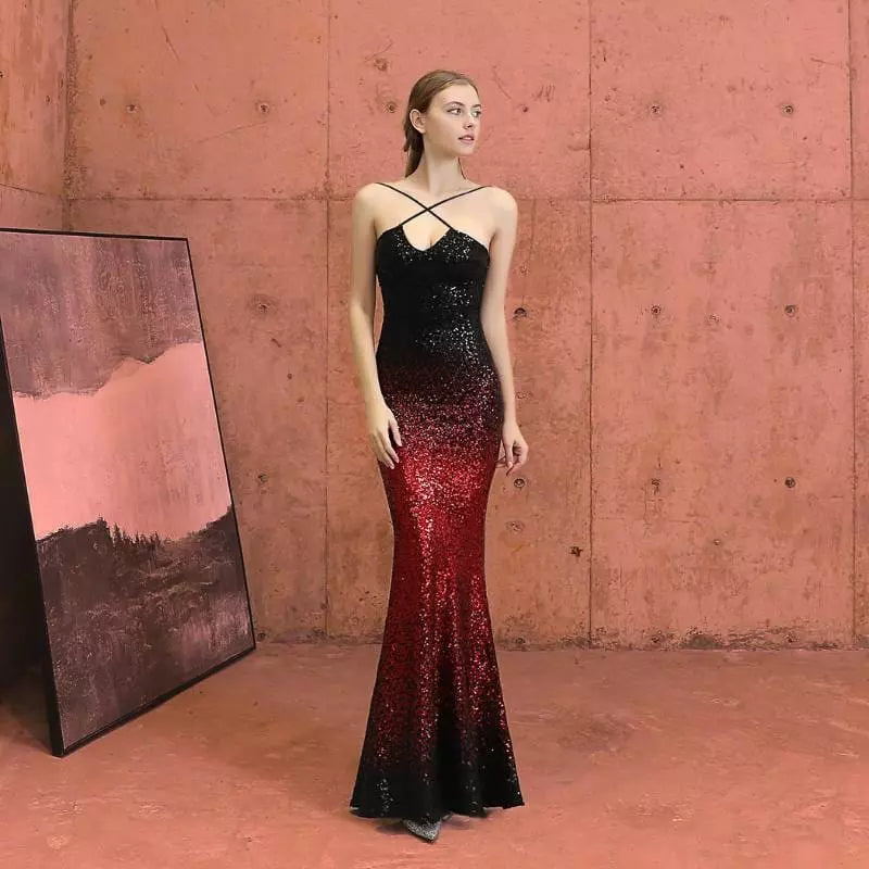 “Twilight” - Robe Longue croisée devant et Silhouette Fishtail