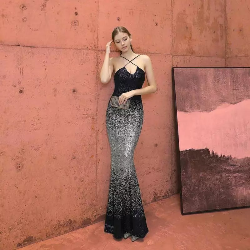 “Twilight” - Robe Longue croisée devant et Silhouette Fishtail