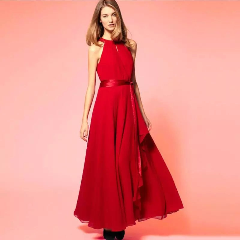 "Lara" -  Robe Longue en Mousseline Fluide