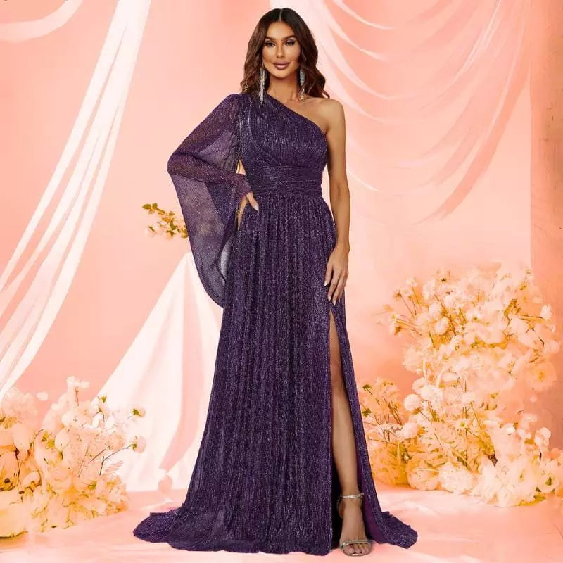 "Charlize" - Robe Longue asymétrique en mousseline