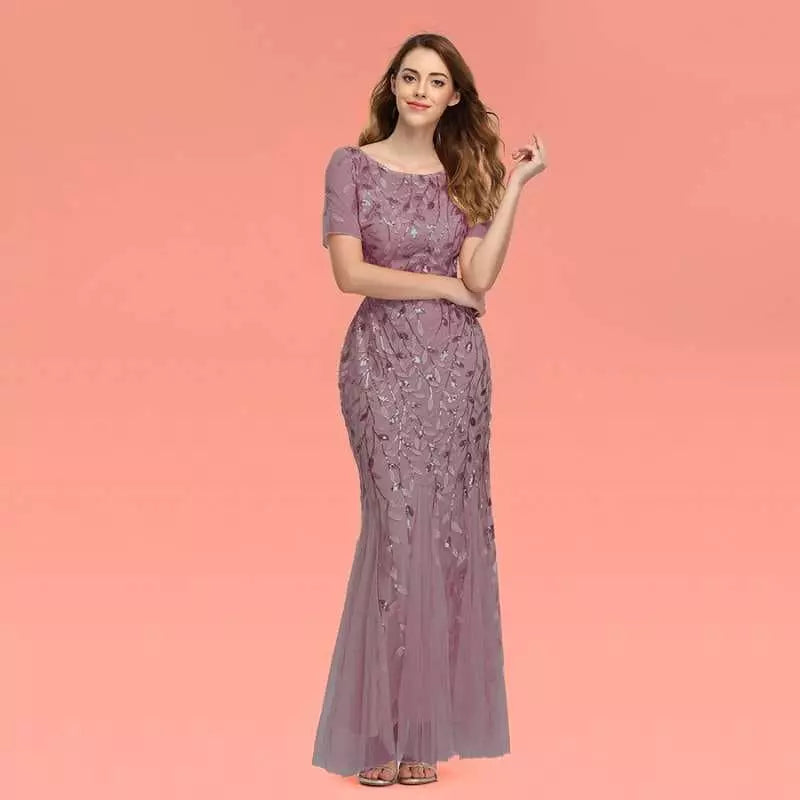 "Ella Élégance" - Robe Longue de Soirée évasée et ornée de Sequins