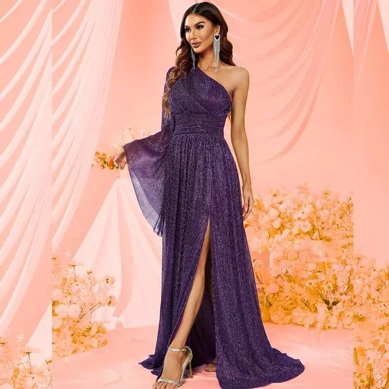 "Charlize" - Robe Longue asymétrique en mousseline