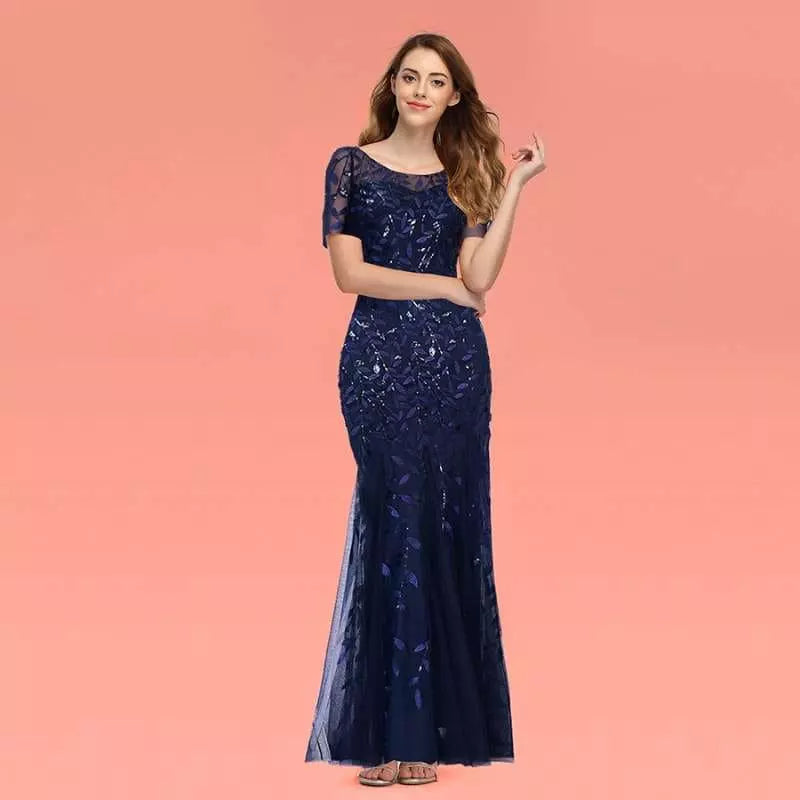 "Ella Élégance" - Robe Longue de Soirée évasée et ornée de Sequins