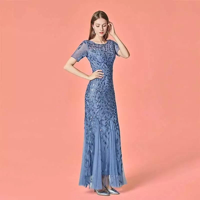 "Ella Élégance" - Robe Longue de Soirée évasée et ornée de Sequins