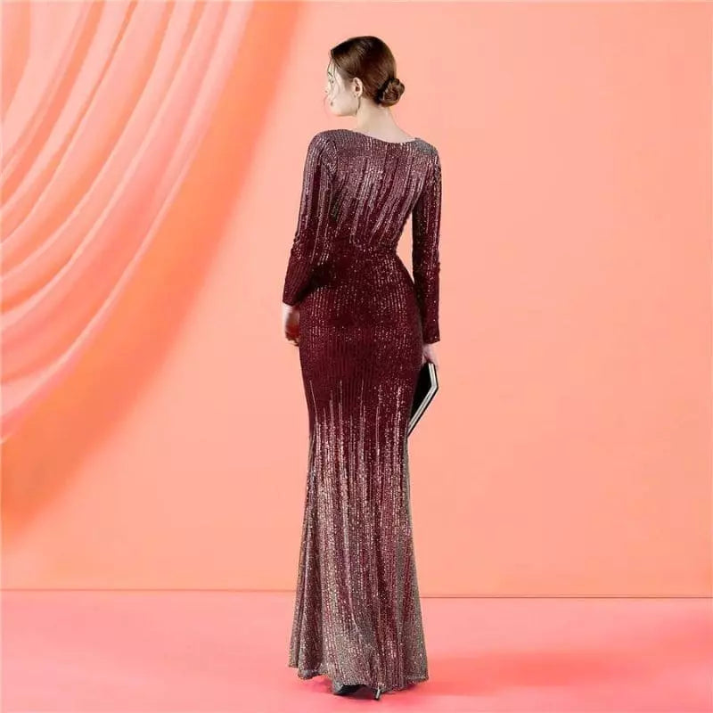 "Diva" -  Robe Longue Scintillante pour un Style Éblouissant