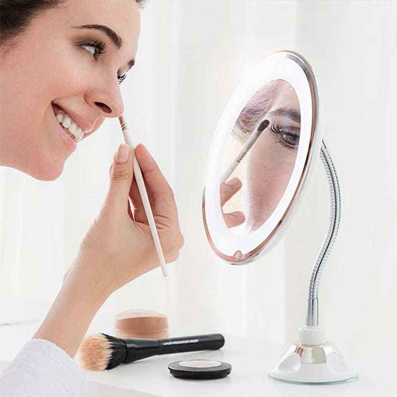 FlexiBeauty™ - Miroir grossissant à LED avec bras flexible et ventouse