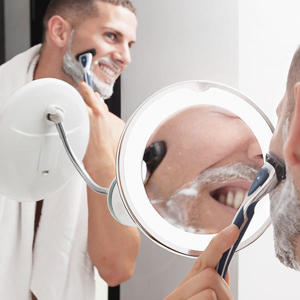 FlexiBeauty™ - Miroir grossissant à LED avec bras flexible et ventouse
