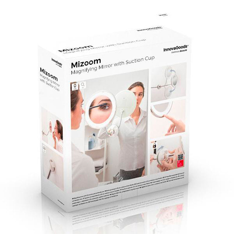 FlexiBeauty™ - Miroir grossissant à LED avec bras flexible et ventouse