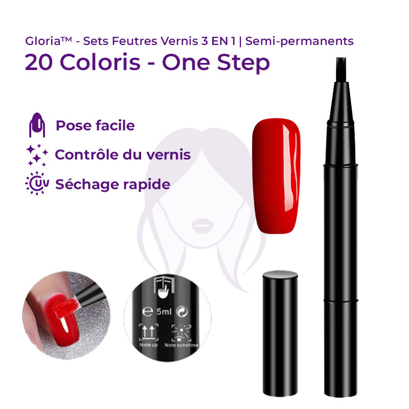 Gloria™ | Feutres Vernis 3 EN 1 | Semi-permanents